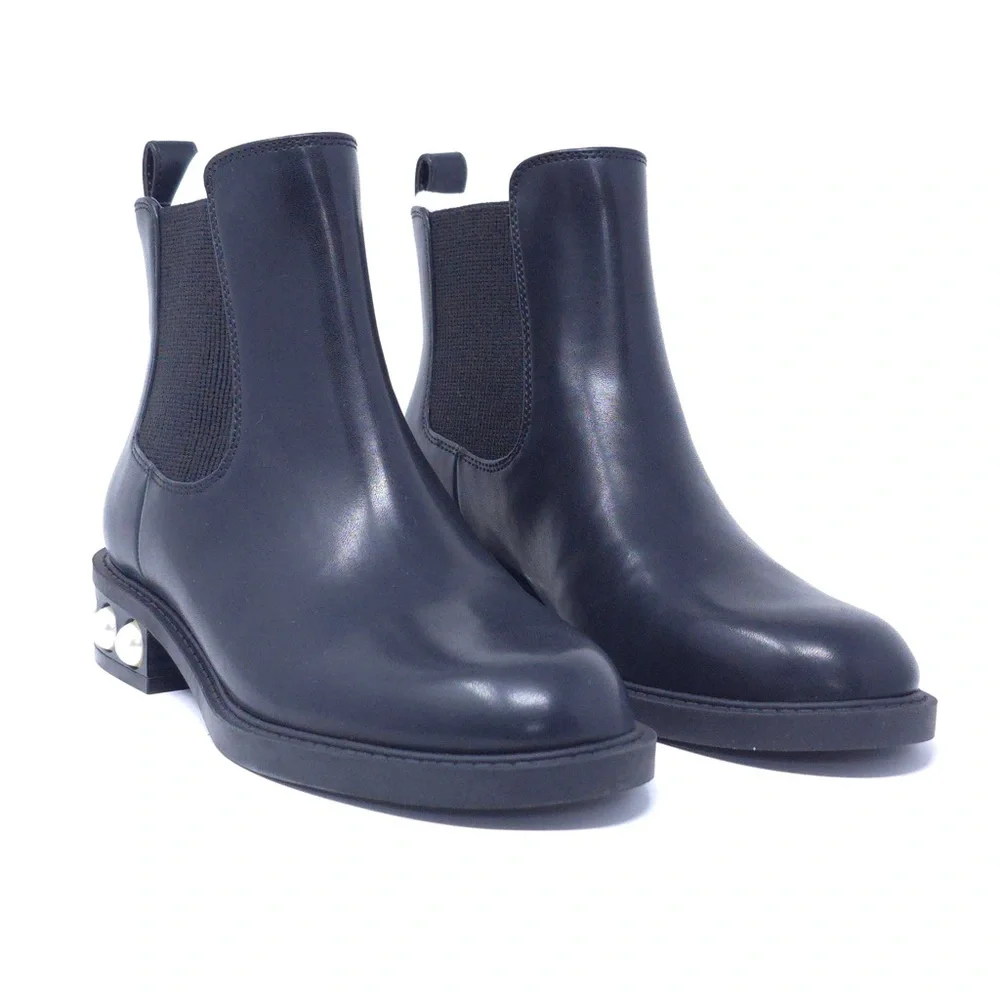 On 34th Jeovana Chelsea Ankle Boots Black Pearl Heel 5.5M - Picture 2 of 11